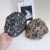 Sombrero de Moda Retro Estampado 2025 para Mujer Otoño Nuevo Versátil Casual Gorra de Béisbol Elegante Boina Invertida
