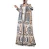 Robe Longo Plissado Miyake Trench Coat Retro Estampado de Manga Longa para Exportação