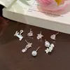 Brincos de Estrela Pendurados nas Costas Love English Conjunto de Três Peças para Mulheres Agulha de Prata Mini Pequeno Exquisito Stud de Cartilagem Brincos de Estudante