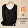 Conjunto de Ropa Interior Térmica de Lana y Seda Otoño e Invierno para Mujer con Almohadillas en el Pecho, Sin Costuras, Generador de Calor, Forro Polar, Parte Superior y Inferior Térmica Engrosada