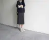 Falda Larga de Tiro Alto Color Gris Paloma con Abertura Hasta la Rodilla, Cintura de Moda y Elegante Pantalón para Ropa de Trabajo