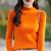 Suéter base de malha slim fit pronto para usar da primeira linha 25 Outono/Inverno Suéter pullover preto para mulheres, gola semi-alta, malha justa
