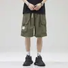 Pantalones Cortos de Trabajo de Seda de Hielo para Hombre 2026 Verano Delgados Retro Americano Funcionales Deportivos Casuales de Longitud Media Modernos