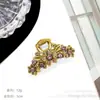 Piranha Pequena Estilo Coreano com Pérolas e Strass, Presilha de Cabelo Estilo Europeu e Americano Vintage para Mulheres, Presilha para Franja e Rabo de Cavalo, Acessório de Cabelo Floral