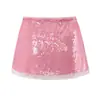Atacado de Fábrica de Roupas Femininas Transfronteiriça 2026 Estilo Europeu e Americano Casual Simples Ajustada Patchwork de Lantejoulas Saia de Cintura Alta