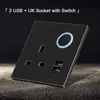 86 enchufe universal británico interruptor de reinicio de botón grande enchufe de cinco orificios negro esmerilado lujo ligero con indicador LED