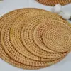 Porta-copos de Rattan Trançado Jogo de Chá Mesa de Centro Mesa de Jantar Tapete Cerimônia do Chá Almofada de Isolamento Térmico Mesa Anti-Escaldante Antiderrapante Porta-copos para Bule Tigela Panela