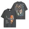 Camiseta de manga corta estampada Travis Scott de hip-hop americano transfronterizo, cuello redondo, holgada, sudadera con capucha para hombre