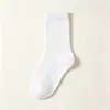Meias de cano médio com costura dupla, espessadas, unissex, cor sólida, 100% algodão, quentes, estilo inverno, respiráveis, resistentes a odores, meias sociais com costura dupla