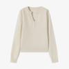 [Estilo Igual de Celebridade] Suéter Casual de Lã e Cashmere com Gola Meio Aberta e Botões Múltiplos Feminino Outono e Inverno Novo Suéter Base