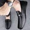 Zapatos de piel de marca de alta gama, zapatos casuales de piel para hombre sin cordones, mocasines de piel de vaca genuina para negocios, piel suave, suela suave