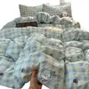 Algodón Puro Grado A para Mamá y Bebé Algodón en Bola Dibujos Animados Frescos Funda de Edredón Sábana Bajera Ropa de Cama para Dormitorio Estudiantil 4