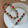 Pulsera y Collar Geométricos de Resina Colorida Inspirados en la Dopamina, Pulsera Versátil Exquisita, Accesorio de Lujo Ligero de Gama Alta para Mujeres