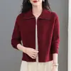 Cárdigan de punto suave y acogedor para mujer, nuevo modelo primavera/otoño 2026, cuello semi-alto, con cremallera, color liso, chaqueta superior versátil de manga larga