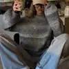 Suéter de Punto Holgado y Adelgazante con Degradado de Color, Nuevo para Otoño e Invierno, para Mujer, Jersey de Manga Larga, Prendas de Punto Holgadas Versátiles