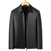 Chaqueta de Cuero para Hombres de Mediana Edad y Mayores de Haining, Abrigo de Talla Grande para Otoño e Invierno, Forro Polar, Cálido, Estilo Delgado para Papá