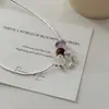 Collar de Flor de Citrino con Diseño de Estilo Nacional, Ensamblaje de Cristal en Tubo de Plata, Cadena para Clavícula para Usar en Capas, para Mujeres