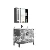 Gabinete de Piso para Baño de Aluminio Espacial con Lavabo Integrado, Juego de Lavabo Integrado para Baño y Balcón