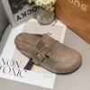 Sapatos Birkenstock Versáteis com Solado Macio Slip-On Confortáveis com Strass Casuais Novo Estilo Francês Verão Diário Mules Fechados