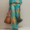 Conjunto de Moda Transfronterizo Independiente Europeo y Americano Otoño/Invierno 2026 para Mujer: Conjunto de Dos Piezas de Top Casual Estampado Francés y Pantalón Largo