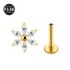 Aleación de Titanio F136 Flor Multicolor Circonita Rosca Interna Labio Uña Oreja Uña del Cartílago del Oído Joyería para Piercing 0.9