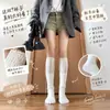 Calcetines Calentadores de Piernas con Adorno de Encaje Blanco para Mujer Otoño Invierno Calcetines Arrugados de Media Pantorrilla Calentadores de Piernas Calcetines Hasta la Rodilla con Botas Altas Calcetines para Pantorrilla