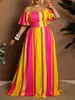 Vestido de Verão Feminino Plus Size Novo Estilo Europeu e Americano Transfronteiriço Comércio Exterior Sem Alças Ombro a Ombro Ajuste na Cintura Comprimento Médio