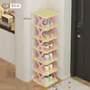 Zapatero duradero para almacenamiento en la entrada, estante de zapatos resistente de múltiples capas, de color arcoíris, pequeño y estrecho, adecuado para dormitorios, diseño atractivo