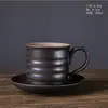 Conjunto de Xícara e Pires de Cerâmica para Escritório, Caneca Simples Retrô, Chá da Tarde no Escritório, Xícara de Café com Base de Aparência Sofisticada