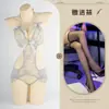 Body de encaje Pure Desire Sexy con entrepierna abierta Tentación de no quitarse Pecho pequeño Uniforme Pijamas Body de encaje morado para mujer