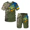 Ropa deportiva de las Fuerzas Ucranianas Traje de Camiseta para Hombre Impresión 3D Manga Corta Ropa Camuflaje Deportes Venta Directa de Fábrica