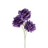 Flores de Seda Flores Artificiales Plantas Verdes Flores Artificiales Rosa de 3 Cabezas Textura de Malla Flores de Rosa Paisajes de B&B Ramilletes de Boda Arreglos Florales Ramilletes de Flores Decorativos