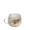 Taza de Vidrio con Rayas Verticales de Pétalo, Resistente al Calor, Taza de Café de Aspecto Elegante, Taza de Leche