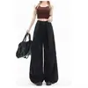 Pantalones tipo linterna de cintura alta con cordón para mujer, estilo europeo y americano, corte holgado, adelgazantes, pierna ancha, pantalones largos casuales, pantalones de trabajo tipo paracaídas