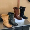 Botas de Motocicleta con Tacón Grueso Hebilla Estilo Retro Occidental Rústico para Mujer Invierno Correa con Hebilla Botas de Caballero Botas de Media Pantorrilla con Temperamento para Mujer