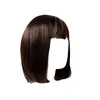 Comércio exterior nova peruca europeia e americana feminina cabelo liso curto cabeça bobo franja repartida no meio touca de fibra química em estoque perucas atacado