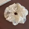 Renda de Malha Bordada Francesa Elástico de Cabelo Intestino Grosso para Mulheres Laço de Cabelo Rabo de Cavalo Baixo Porco Elástico de Cabelo Intestino Grosso Corda de Cabeça Cabeça