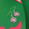 Pendientes de Aro con Margaritas Pequeñas de Moda Transfronteriza Europea y Americana, Pendientes Creativos Dulces de Girasol, Pendientes Sencillos y Versátiles de Venta Caliente