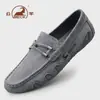 Mocasines de Cuero de Borrego Genuino para Hombre, Suela Suave, Transpirables, Slip-On, Zapatos de Cuero Casual de Negocios