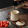 Taza de Té de Cerámica Ruyao Taza de Té de Oficina Taza Personal de Cerámica de Alta Gama con Tapa Taza Mug