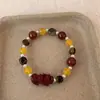 Versátil Nuevo Pulsera de Imitación de Ágata y Perlas Doradas Estilo Chino, Pulsera Festiva Apilable Estilo Antiguo, Joyería de Alta Gama