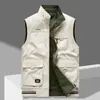 Chaleco Reversible 9860 para Hombre Algodón Puro Bolsillos Múltiples Primavera y Otoño Chaleco Fotografía al Aire Libre Chaleco Talla Grande para Hombre