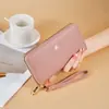Cartera Larga para Mujer, Patrón Granulado, Color Sólido, Moderna, Sencilla, Gran Capacidad, Cremallera de una Sola Capa, Cartera de Mano con Múltiples Ranuras para Tarjetas