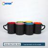 Caneca com alça em formato de coração para transferência de calor, muda de cor interna, alça de amor, caneca de cerâmica, suprimentos em branco para atacado