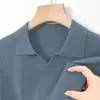 Camisa Polo de Manga Longa com Lapela Jaqueta Tricô Masculina 2025 Inverno Nova Marca de Moda Moletom Cor Lisa Mz-K76