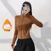 Chaqueta de Terciopelo Engrosado para Fitness para Mujer, Adelgazante, Cuello Alto, Cremallera, Manga Larga, Top de Yoga, Chaqueta Cálida para Correr por la Mañana al Aire Libre