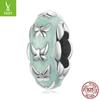 Amuleto plateado original El Mago de Oz pulsera DIY accesorios con cuentas verde menta fresco natural colgante de plata esterlina s925