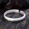 S999 Pulsera de Plata con Herencia del Sutra del Corazón Antiguo para Mujer Moda Apertura Simple Pulsera Sólida de Gipsofila Mayoreo