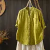 Blusa de Manga Corta para Mujer Estilo Burgués Francés Bonita 2026 Verano Nueva Muy Bonita de Algodón y Lino Blanco con Lunares