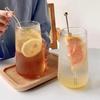Taza creativa de vidrio de borosilicato de grano vertical para el hogar, taza de leche, café y jugo, taza de vidrio transparente de gran capacidad de una sola capa para sala de estar